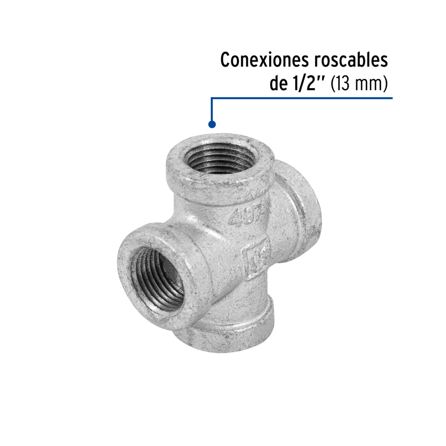 Cruz de acero galvanizado 1/2', Foset Caja con 5, 48743