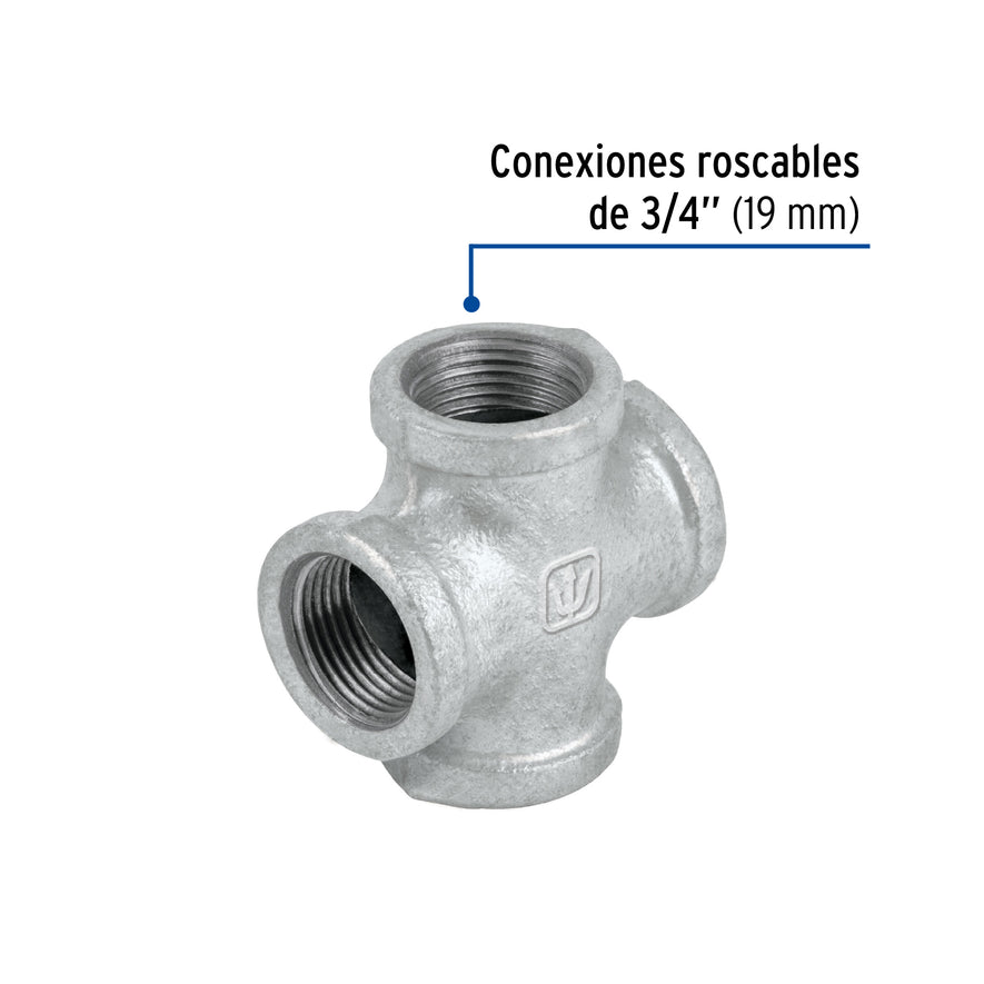 Cruz de acero galvanizado 3/4', Foset Caja con 5, 48744