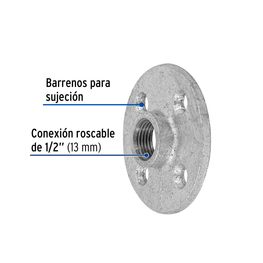 Brida de acero galvanizado de 1/2', Foset Caja con 5, 48737