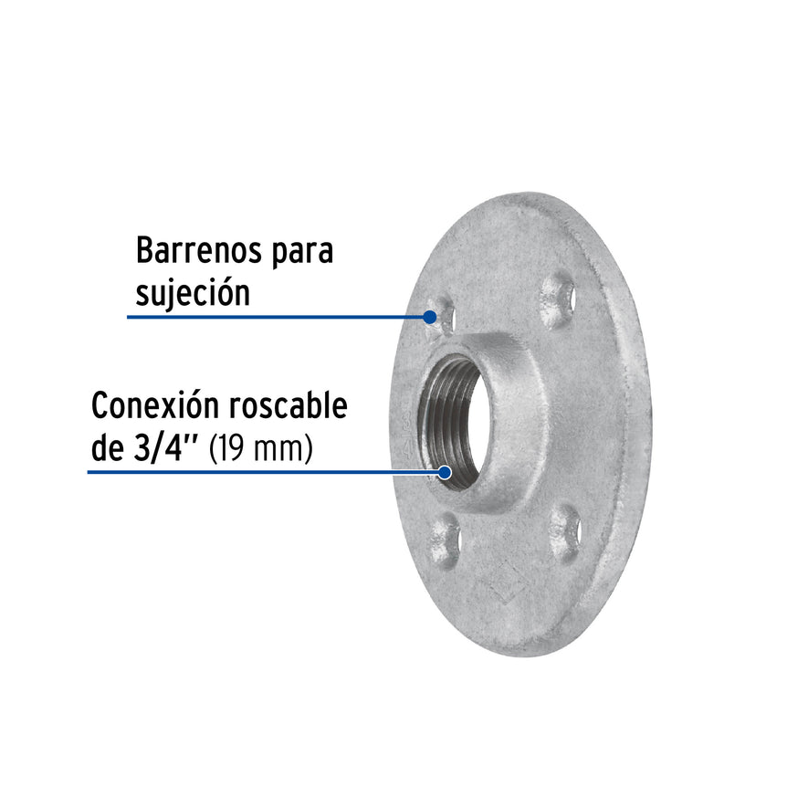 Brida de acero galvanizado de 3/4', Foset Caja con 5, 48738