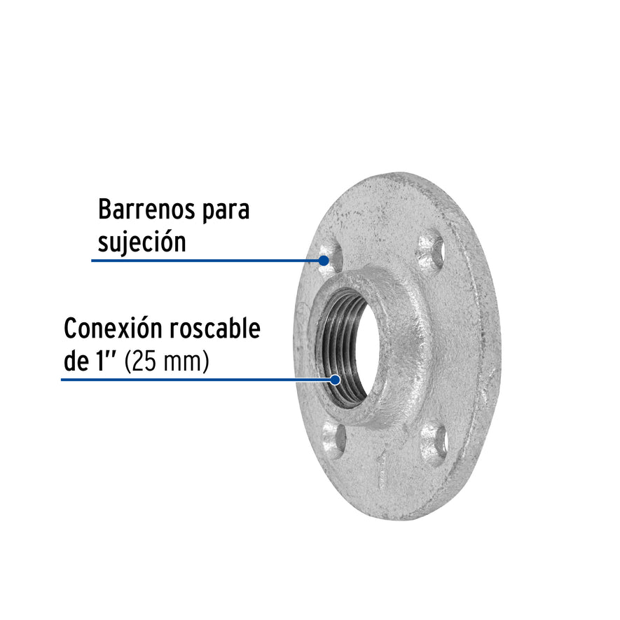Brida de acero galvanizado de 1', Foset Caja con 5, 48739