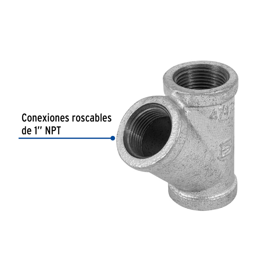 Yee sencilla 1' acero galvanizado, Foset Caja con 5, 47475