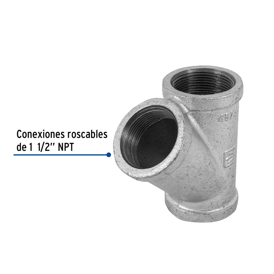 Yee sencilla 1-1/2' acero galvanizado, Foset Caja con 2, 48759
