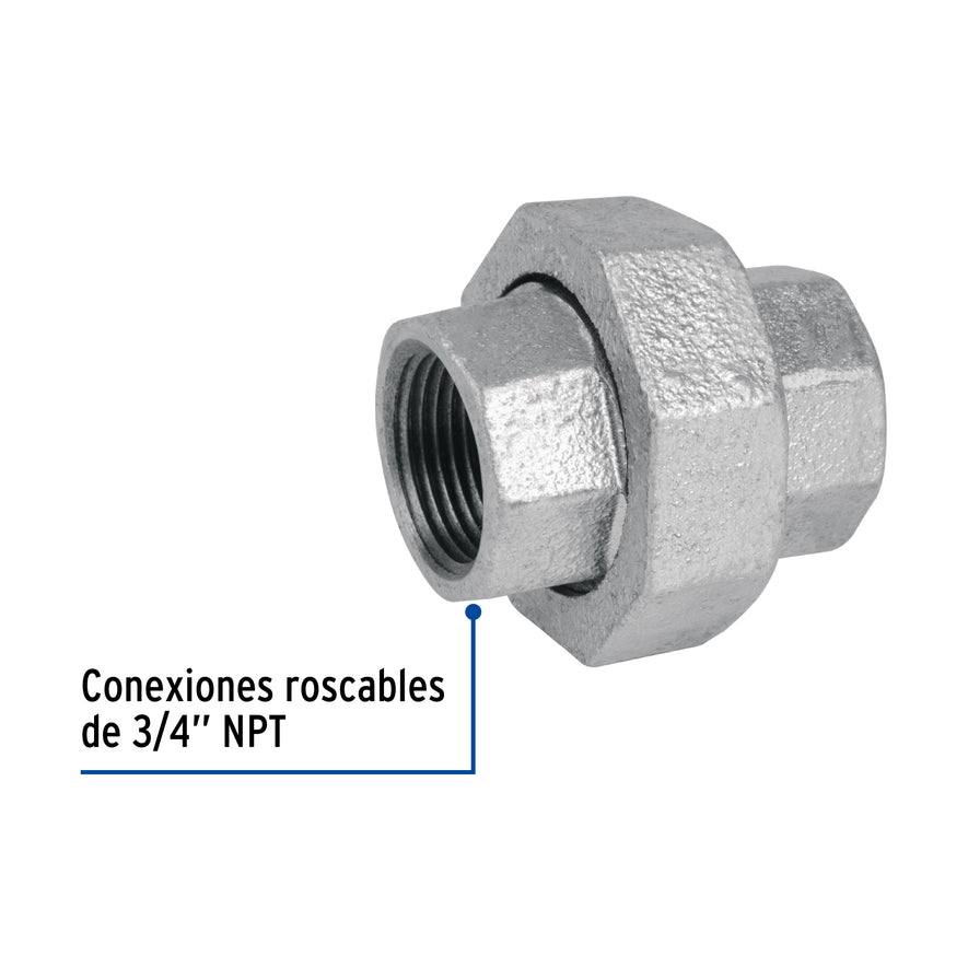 Tuerca unión 3/4' acero galvanizado, Foset Caja con 5, 47480