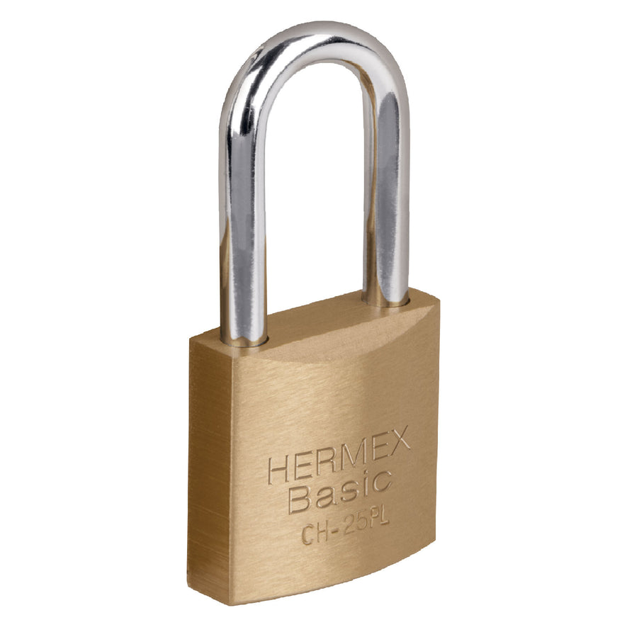 Candado de hierro color latón 25 mm, largo, caja, BASIC Caja con 6, 27069