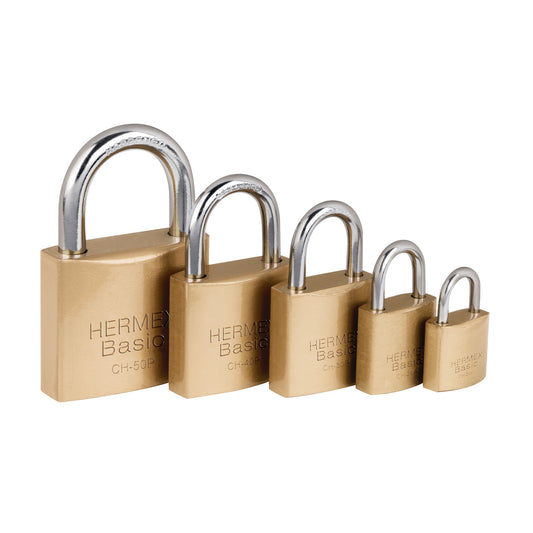 Candado de hierro color latón 40 mm, corto, blíster, BASIC Caja con 6, 23520