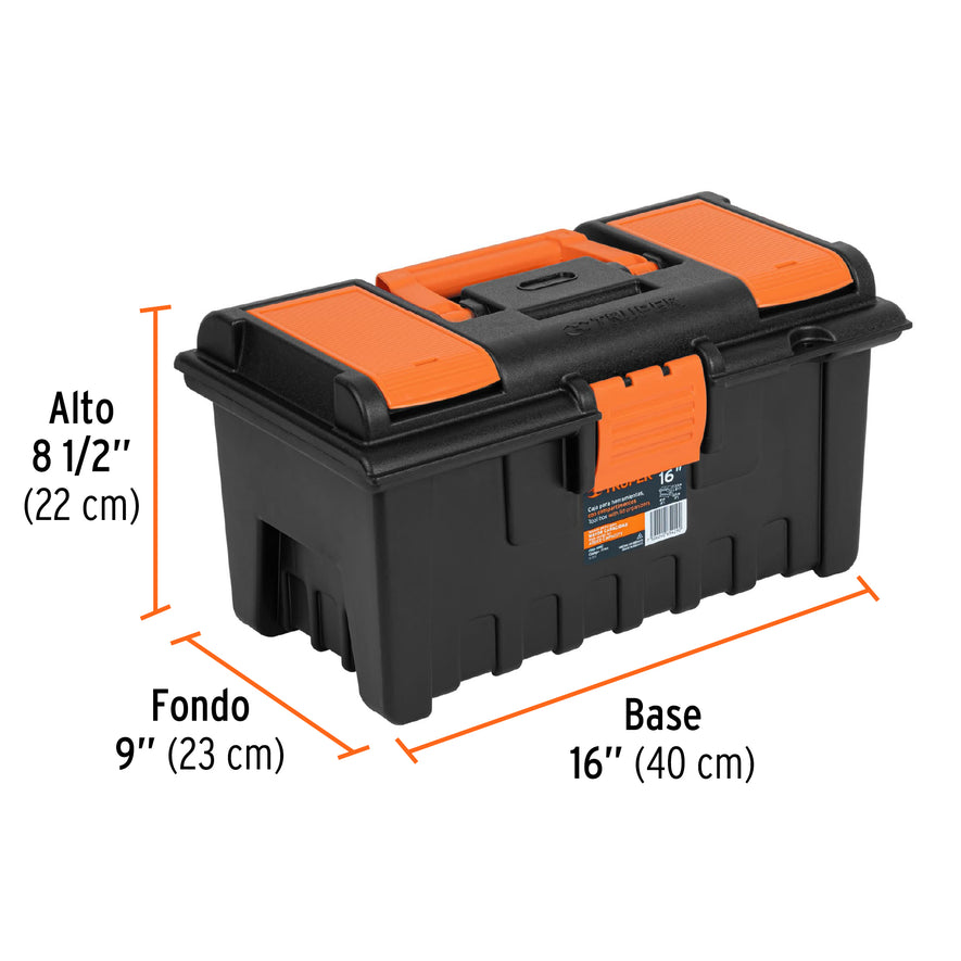 Caja para herramienta de 16' con compartimentos, TRUPER Caja con 2, 11141