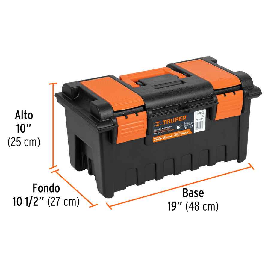 Caja para herramienta de 19' con compartimentos, TRUPER Caja con 2, 11143