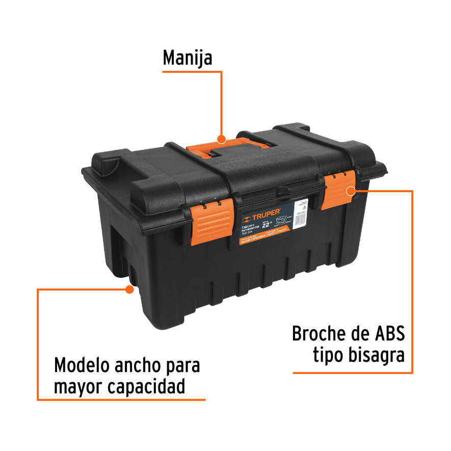 Caja para herramienta de 19' sin compartimentos, TRUPER Caja con 2, 19781