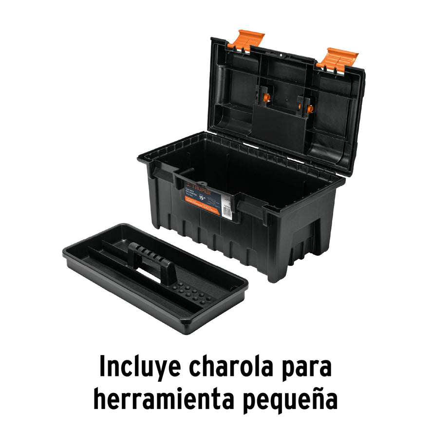 Caja para herramienta de 19' sin compartimentos, TRUPER Caja con 2, 19781