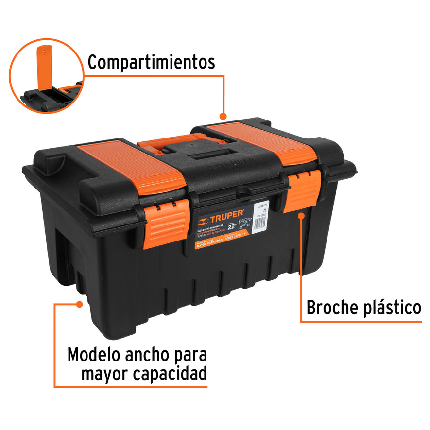 Caja para herramienta de 22' con compartimentos, TRUPER, 11145