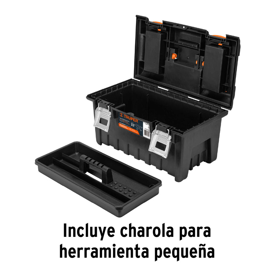 Caja p/herramienta 22' c/compartimentos y broches metálicos, 11812