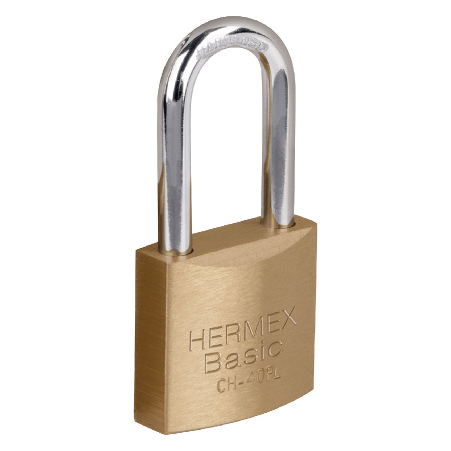 Candado de hierro color latón 40 mm, largo, caja, BASIC Caja con 6, 27071