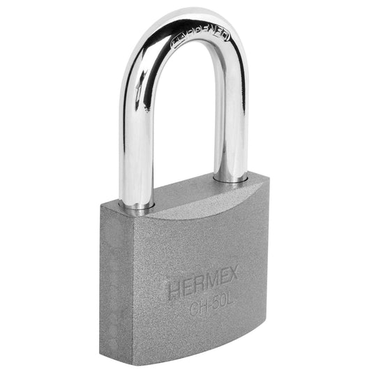 Candado de hierro 50 mm gancho largo en blíster, Hermex Caja con 6, 43328