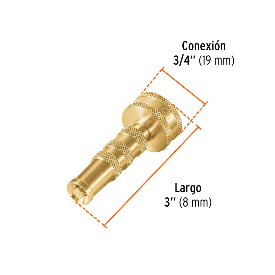 Chiflón 3' de latón maquinado para manguera, Truper Caja con 6, 13130