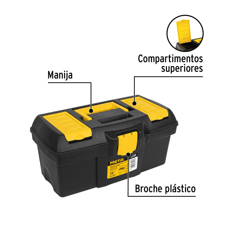 Caja para herramienta de 16' con compartimentos, Pretul Caja con 2, 20603