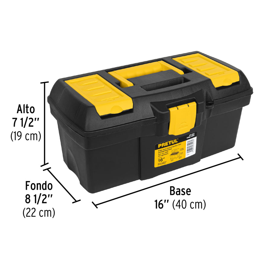 Caja para herramienta de 16' con compartimentos, Pretul Caja con 2, 20603