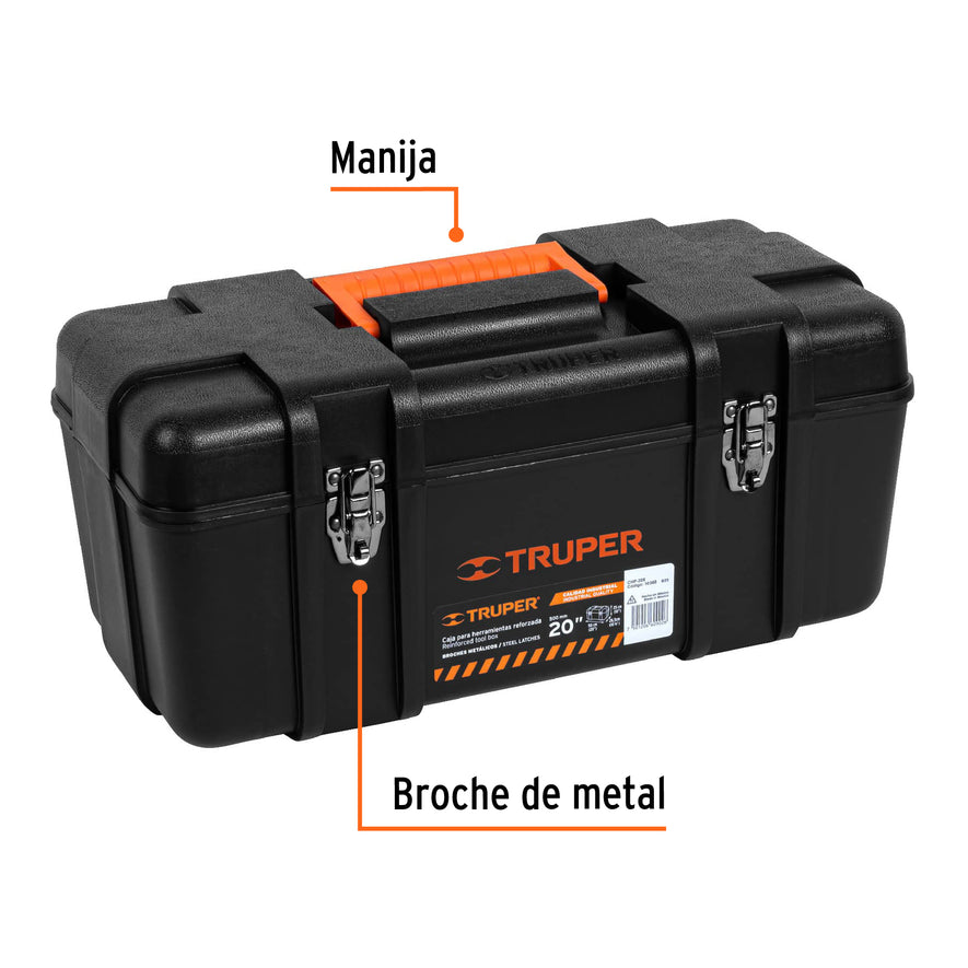 Caja para herramienta 20' industrial, broches metálicos Caja con 2, 10380