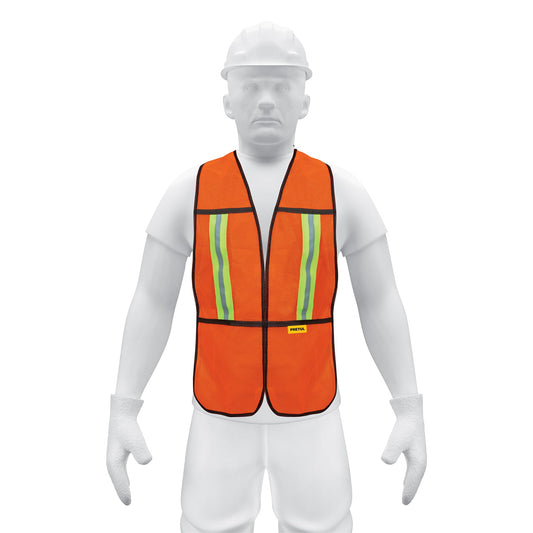 Chaleco de seguridad con cintas reflejantes, naranja, Pretul Caja con 5, 21025