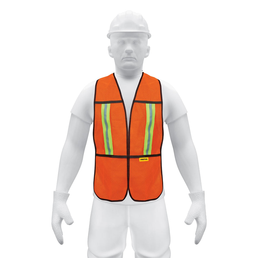 Chaleco de seguridad con cintas reflejantes, naranja, Pretul Caja con 5, 21025