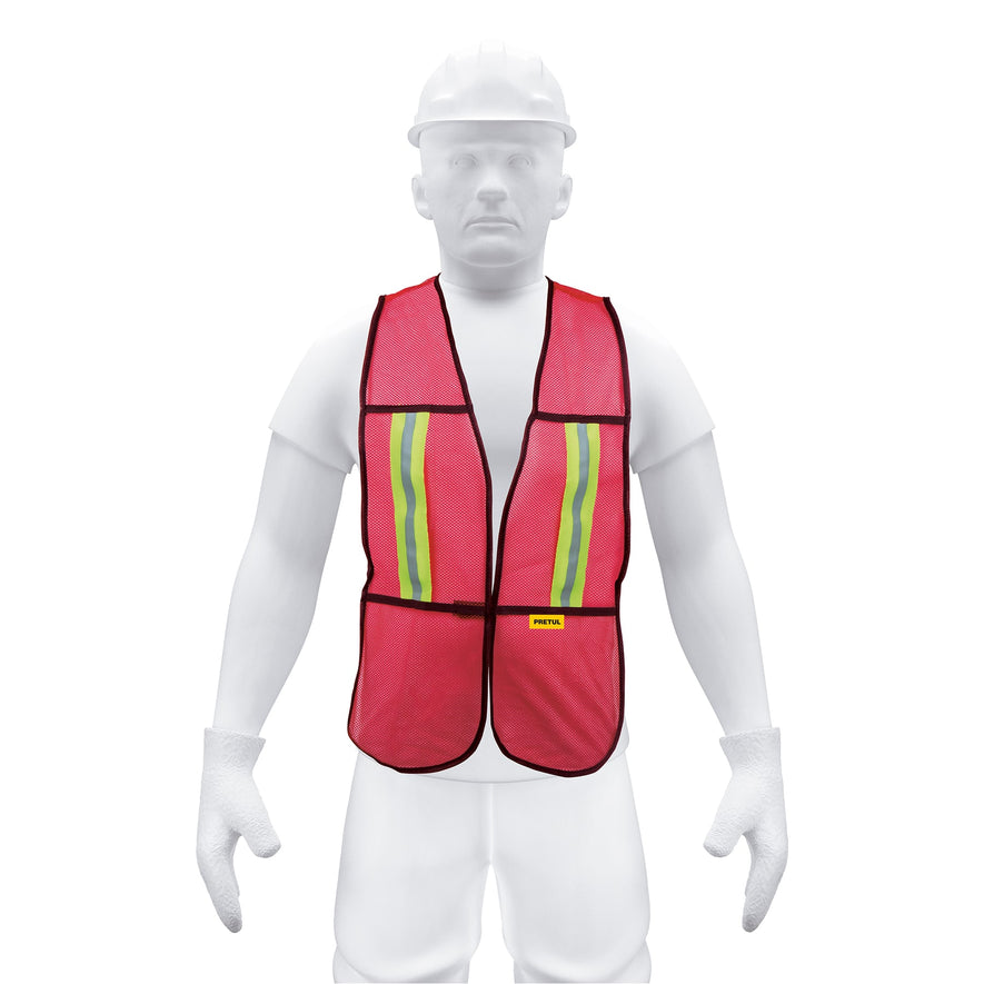 Chaleco de seguridad con cintas reflejantes, rojo, Pretul Caja con 5, 21028
