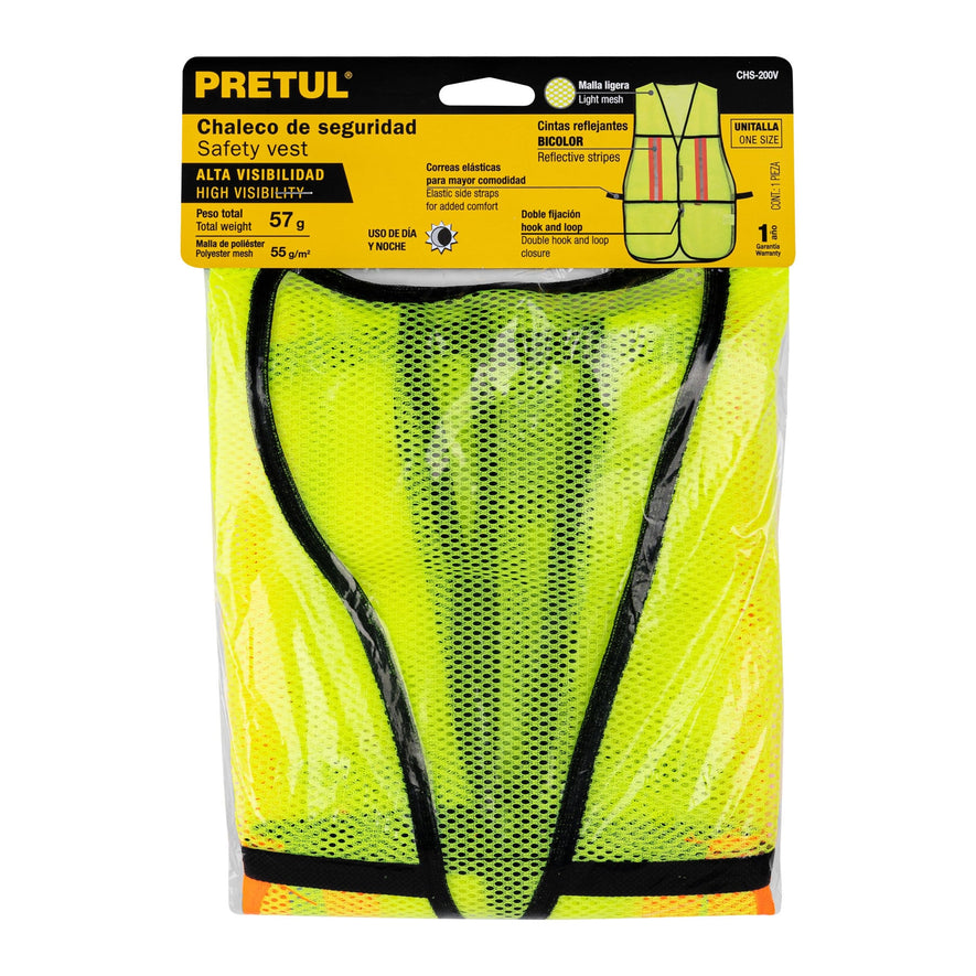 Chaleco de seguridad con cintas reflejantes, verde, Pretul Caja con 5, 21026