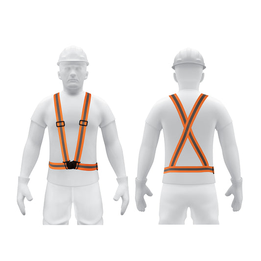 Chaleco elástico tipo arnés naranja con reflejante, Truper Caja con 3, 15565