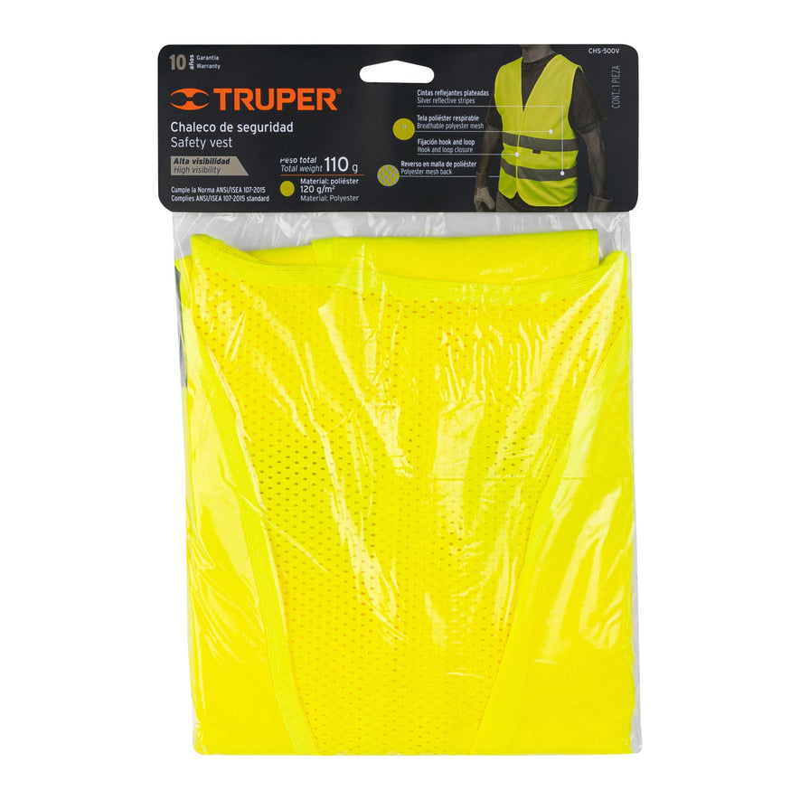 Chaleco de seguridad verde con cintas de alta visibilidad Caja con 5, 14425