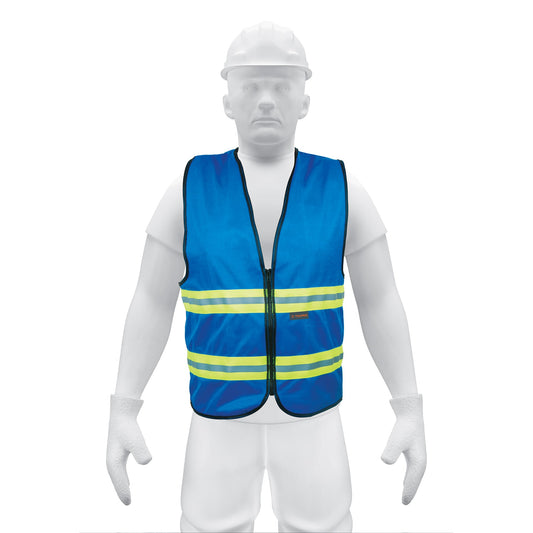 Chaleco de seguridad azul alta visibilidad con cierre Caja con 5, 15416