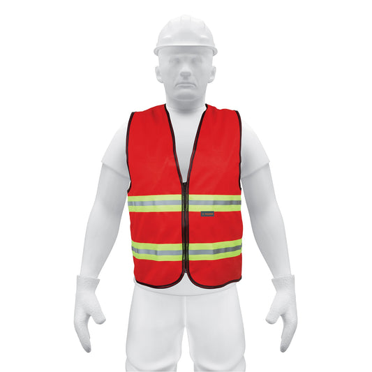 Chaleco de seguridad rojo alta visibilidad con cierre Caja con 5, 15417