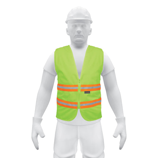 Chaleco de seguridad verde alta visibilidad con cierre Caja con 5, 13474