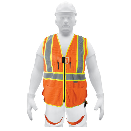 Chaleco de seguridad para arnés, alta visibilidad, naranja Caja con 5, 101770
