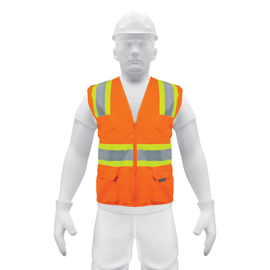 Chaleco de seguridad naranja max visibilidad y 6 bolsas Caja con 5, 13475