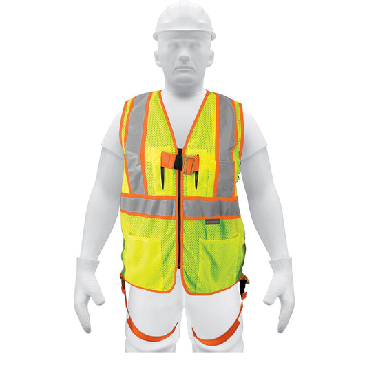 Chaleco de seguridad para arnés, alta visibilidad, verde Caja con 5, 101771