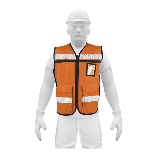 Chaleco brigadista con cintas reflejantes, color naranja Caja con 3, 14669