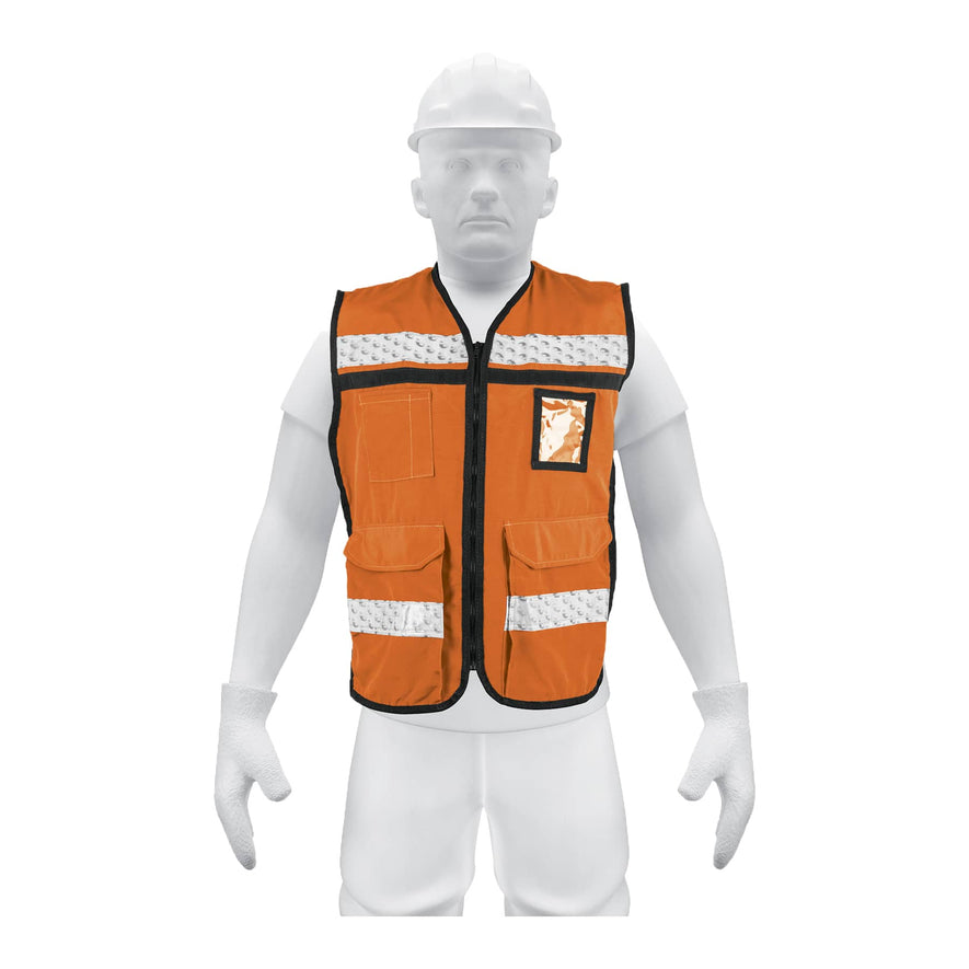 Chaleco brigadista con cintas reflejantes, color naranja Caja con 3, 14669