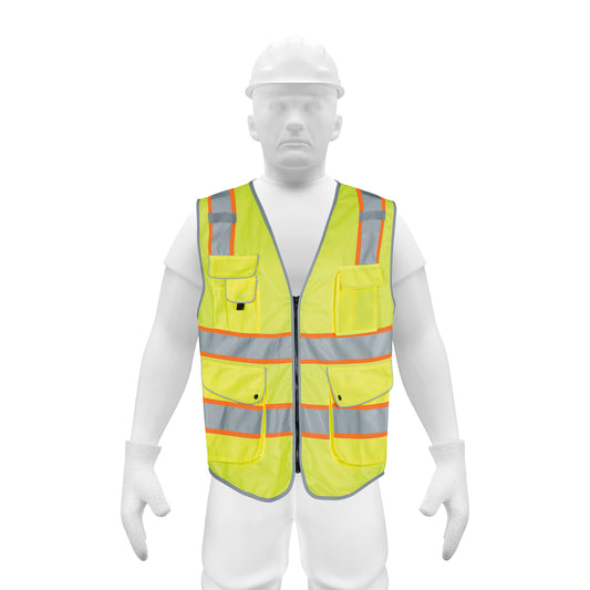 Chaleco de seguridad de alta visibilidad, verde, M, EXPERT Caja con 3, 102443