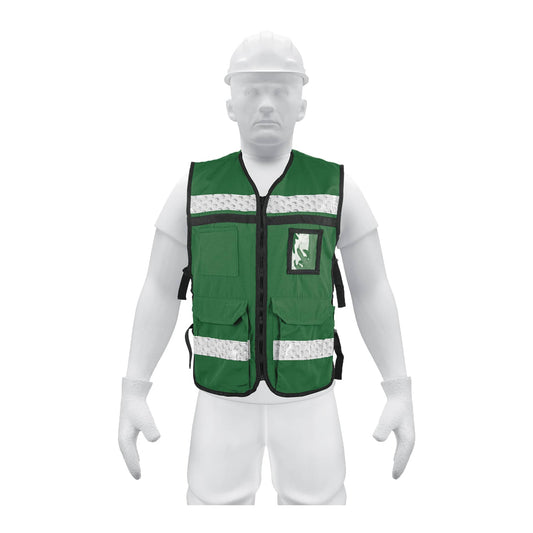 Chaleco brigadista con cintas reflejantes, color verde Caja con 3, 14664