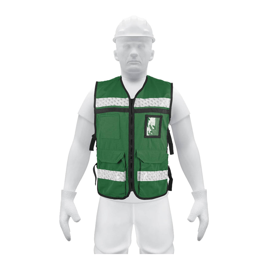 Chaleco brigadista con cintas reflejantes, color verde Caja con 3, 14664