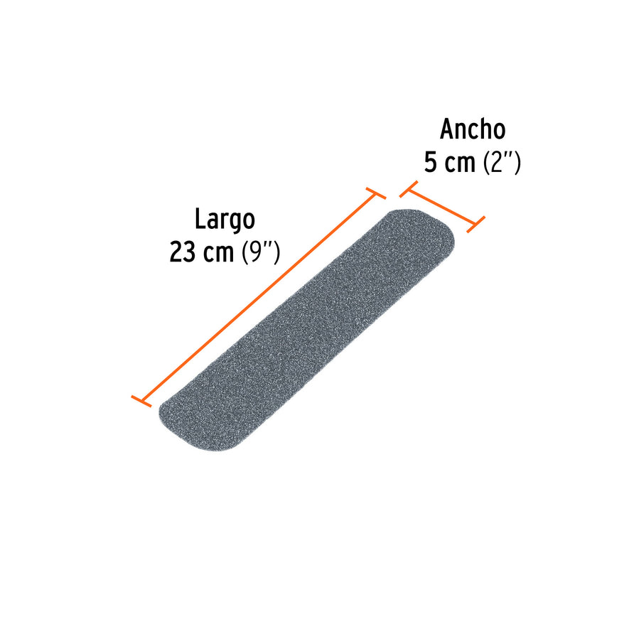 Tarjeta 6 tiras 23cm antiderrapantes grises 50mm área húmeda Caja con 5, 101775