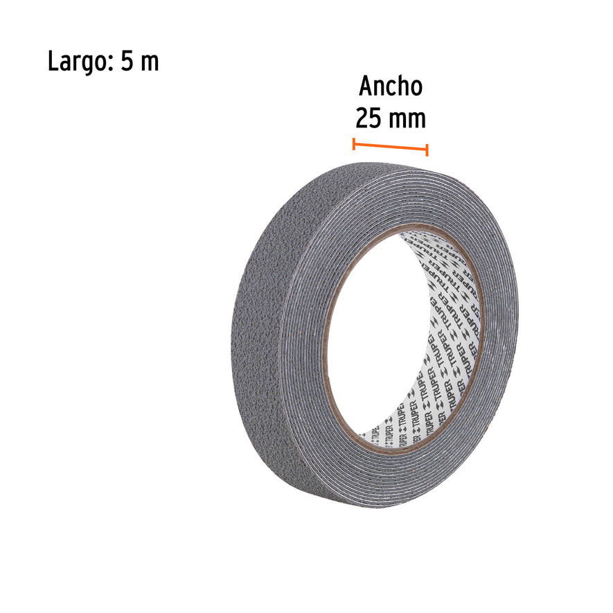 Rollo de 5 m cinta antiderrapante 25mm gris p/áreas húmedas Caja con 3, 101772