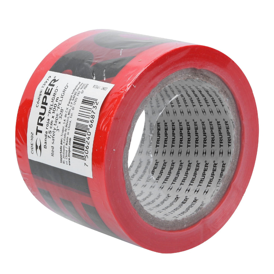 Rollo de 100 m de cinta delimitadora 'Peligro', Truper Caja con 6, 13979