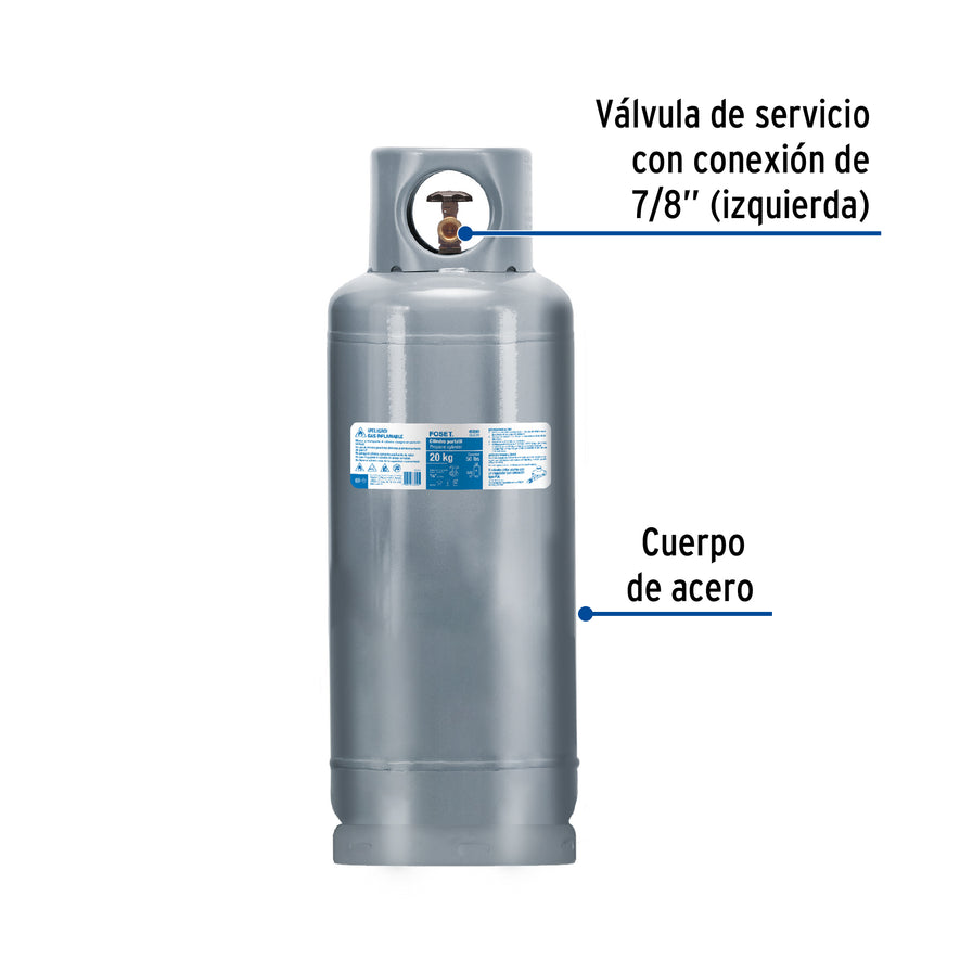 Cilindro portátil para gas LP, 20kg (44lb) Foset, 45890