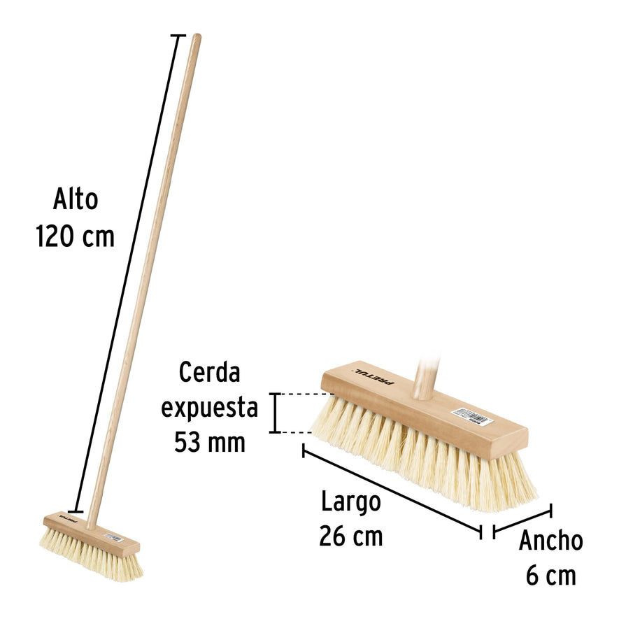 Cepillo para impermeabilizar, con cerdas de ixtle, mango 48' Caja con 6, 28002