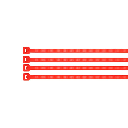 Bolsa con 100 cinchos plásticos 18 lb, 100 x 2.5 mm, rojos Caja con 10, 41013