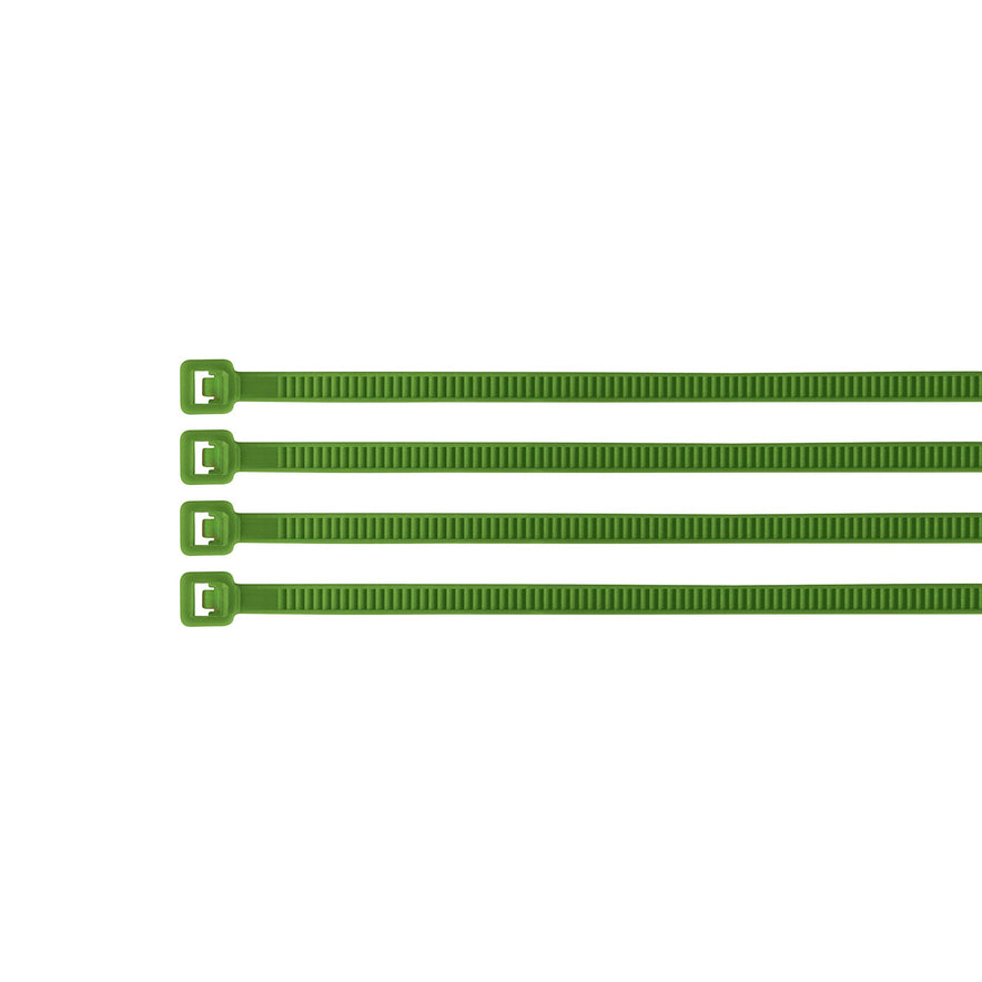 Bolsa con 100 cinchos plásticos 18 lb, 100 x 2.5 mm, verdes Caja con 10, 41012