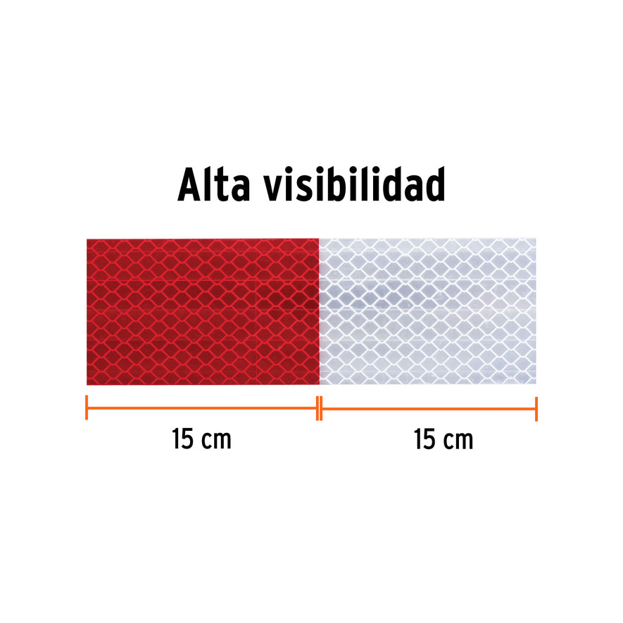 Rollo de 9 m x 2' de cinta reflejante de PVC, Truper Caja con 2, 101683