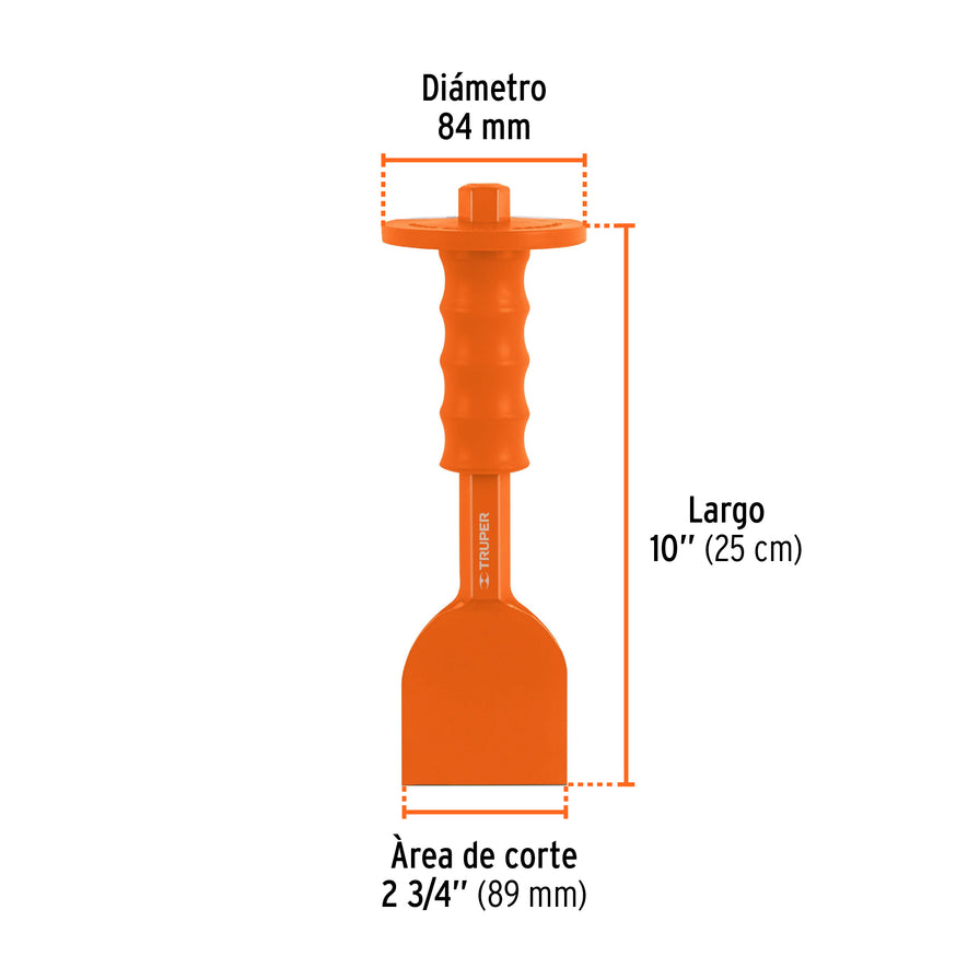 Cincel ladrillero 2-3/4 X 10' con grip, Truper Caja con 4, 12187