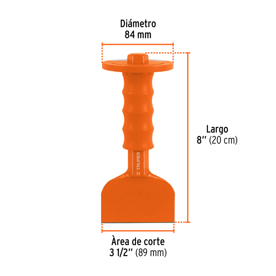 Cincel ladrillero 3-1/2 X 8' con grip, Truper Caja con 4, 12193