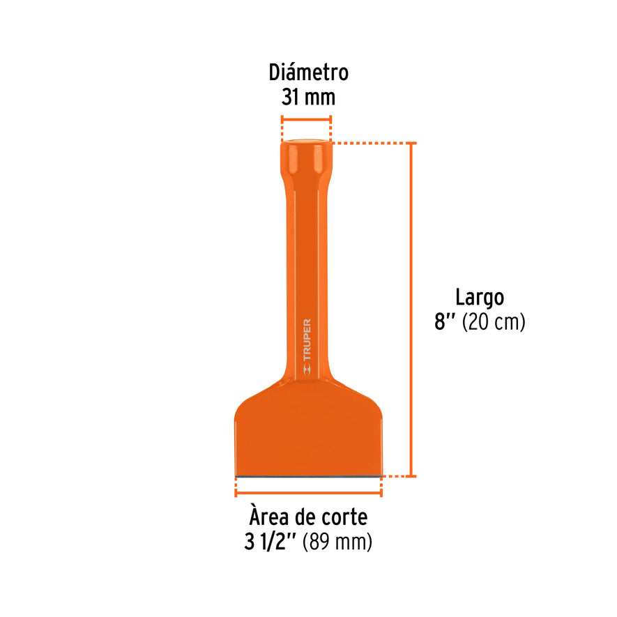 Cincel ladrillero 3-1/2 X 8', Truper Caja con 4, 12190